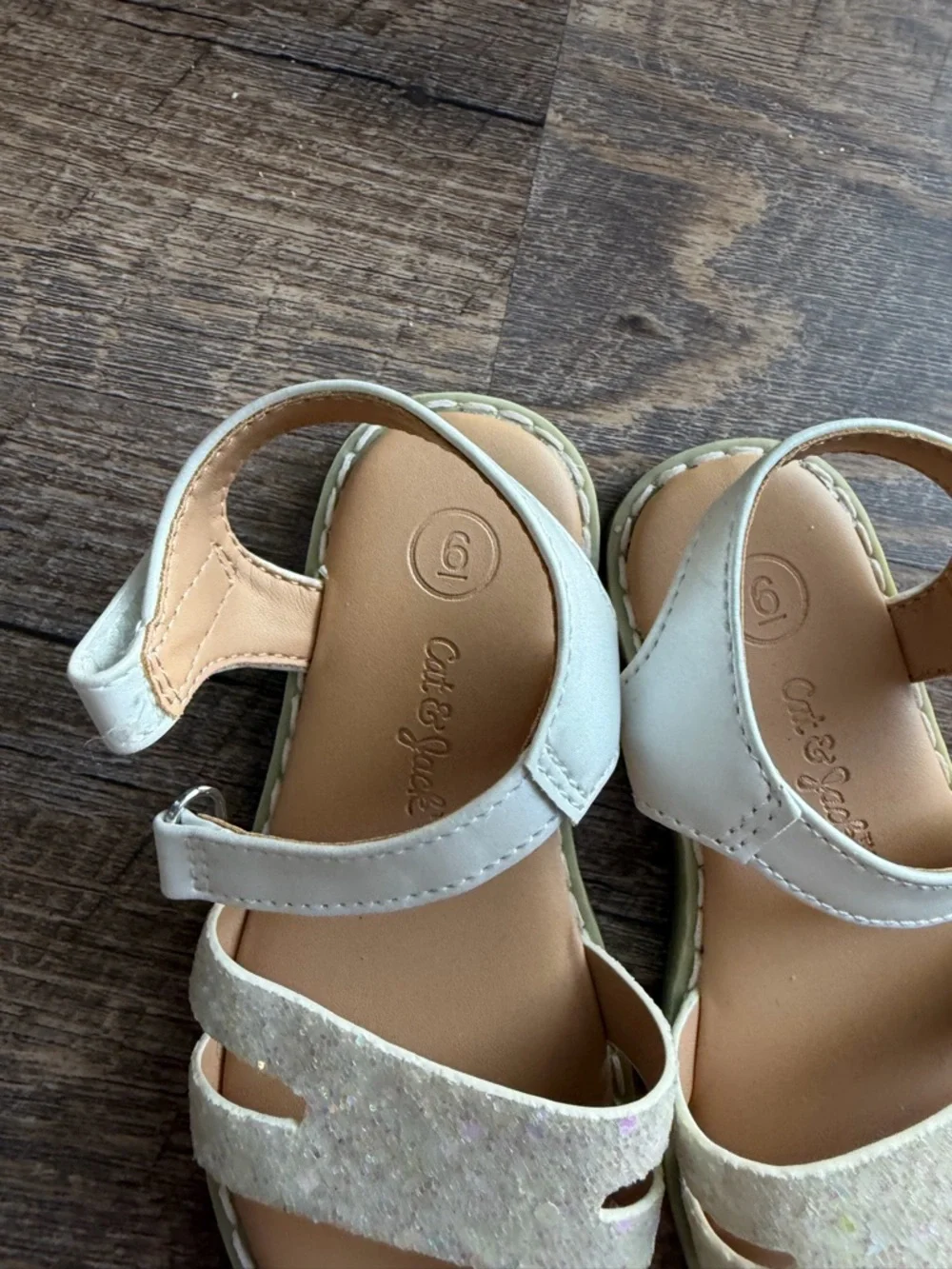 Cat & Jack White Glitter Strap Sandals for Kids